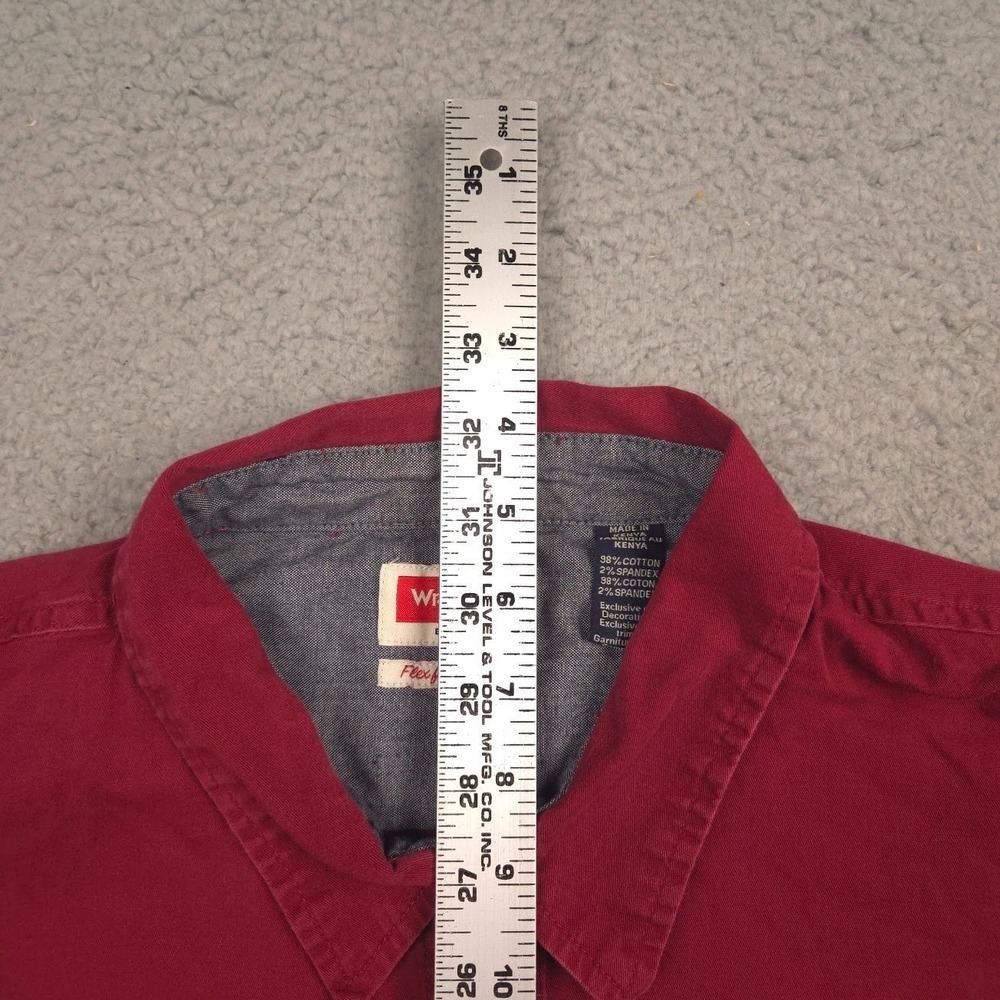 Wrangler Flex for Comfort Men 3XL Maroon Short Sleeve Button Shirt Stretch - Picture 4 of 11